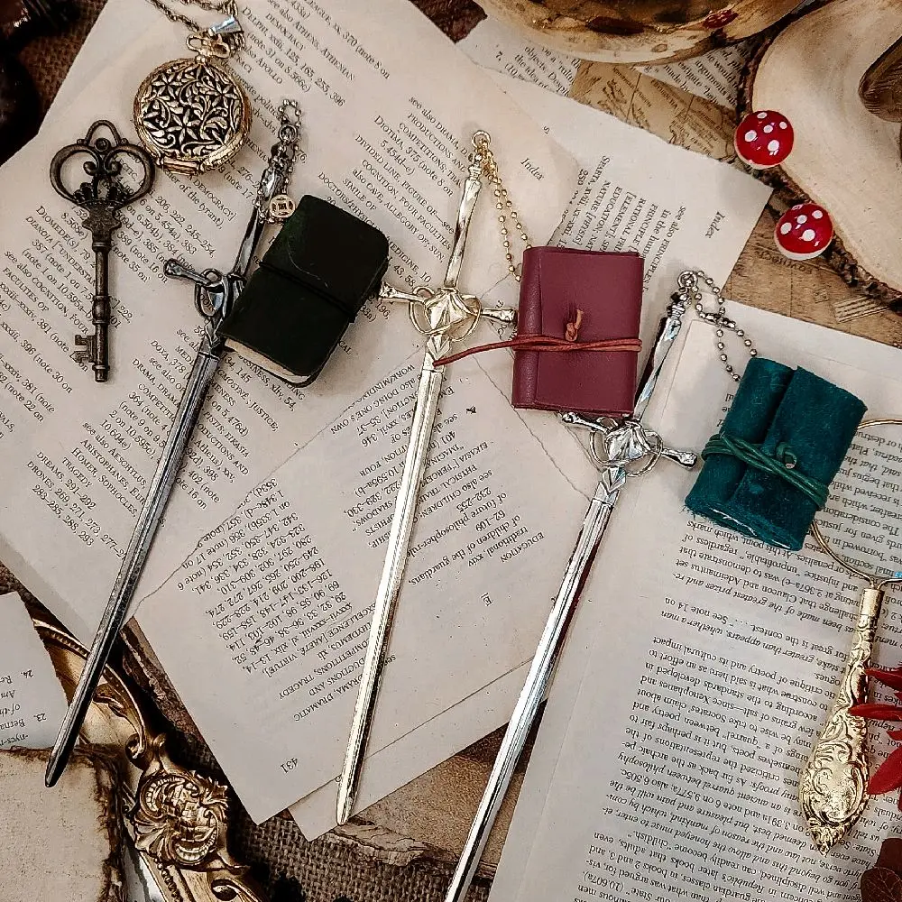 Sword bookmark with leather mini journal Sword bookmark with leather mini journal