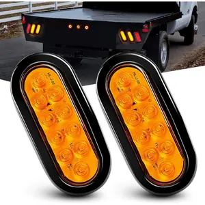 Nilight 6 Inch Oval Amber LED Trailer Tail Lights 2PCS 10 LED W/Flush Mount Grommets Plugs IP67 Waterproof Turn Signals Trailer Lights for RV Truck Jeep Vehicle
