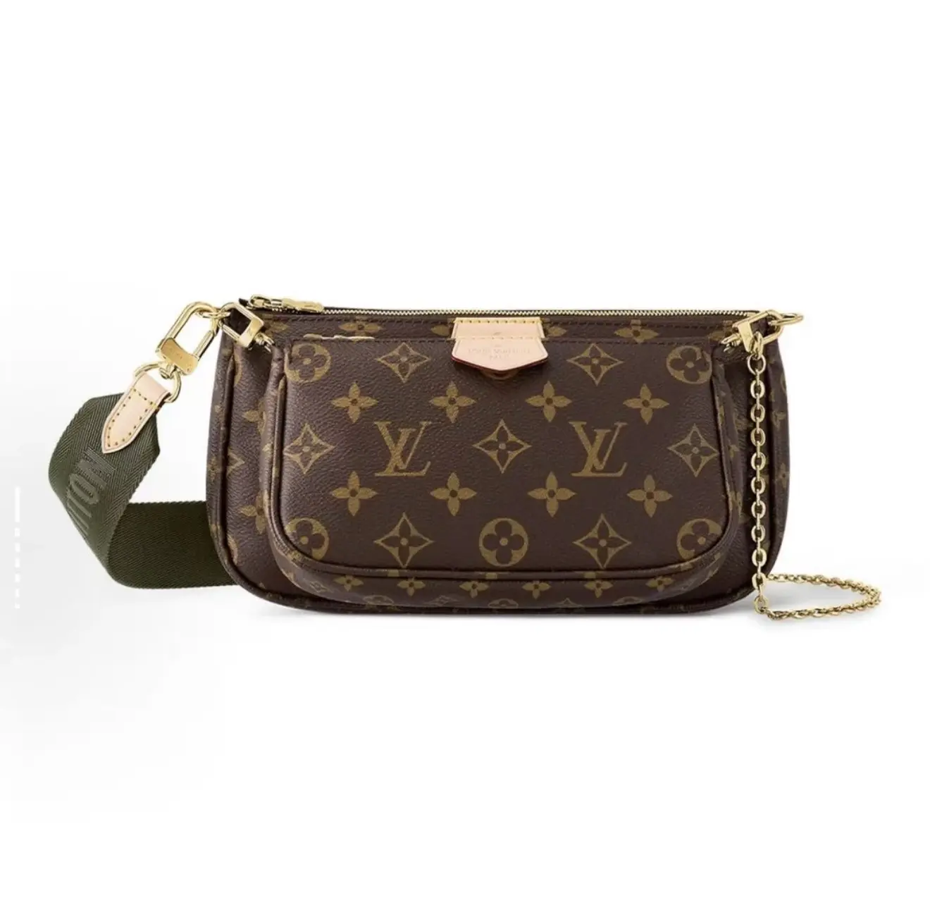 Pre-owned Louis Vuitton material Messenger Bags Multi Pochette Accessoires Monogram Canvas Green Belt