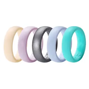 OIDEA Women's 5PCS Liquid Silicone Rings - 5.4mm Breathable Activewear Multi-Ring Set, Curved Inner Hypoallergenic Flexible Silicone-Based Wedding Band Alternatives for Yoga, Gym, Sizes 6-11 summerwins,summerwins