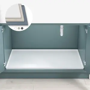 BASIN - Heavy Duty Under Sink Mat - The Original Silicone Under Sink Mats for Kitchen Waterproof - Cabinet Liner - Kitchen Organizers and Storage - Under Sink Cover Kitchen Cabinet Liner White 34x22