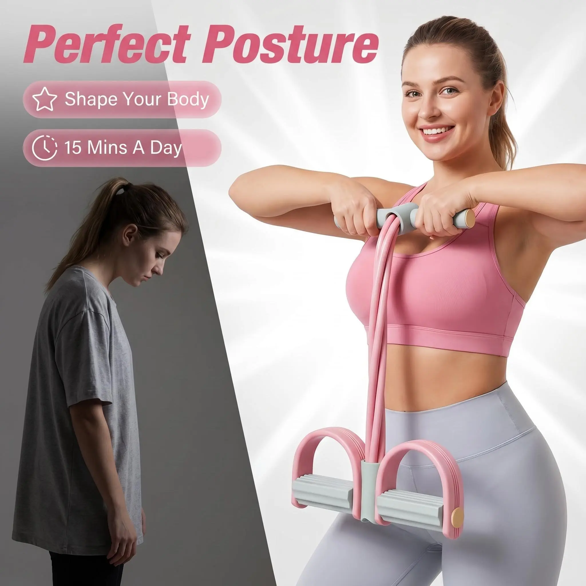 Multi-functional Pedal Resistance Band Trainer – Portable Foot Pedal Fitness Equipment Home Gym Full Body Workout Machine, Exercise Sit-ups, Yoga, Abdominal Training