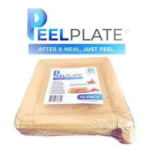 Peel Plate [10-Pack] 150 Servings Total [9.5in X 9.5in] - 2 Month Supply of Reusable Paper Plates