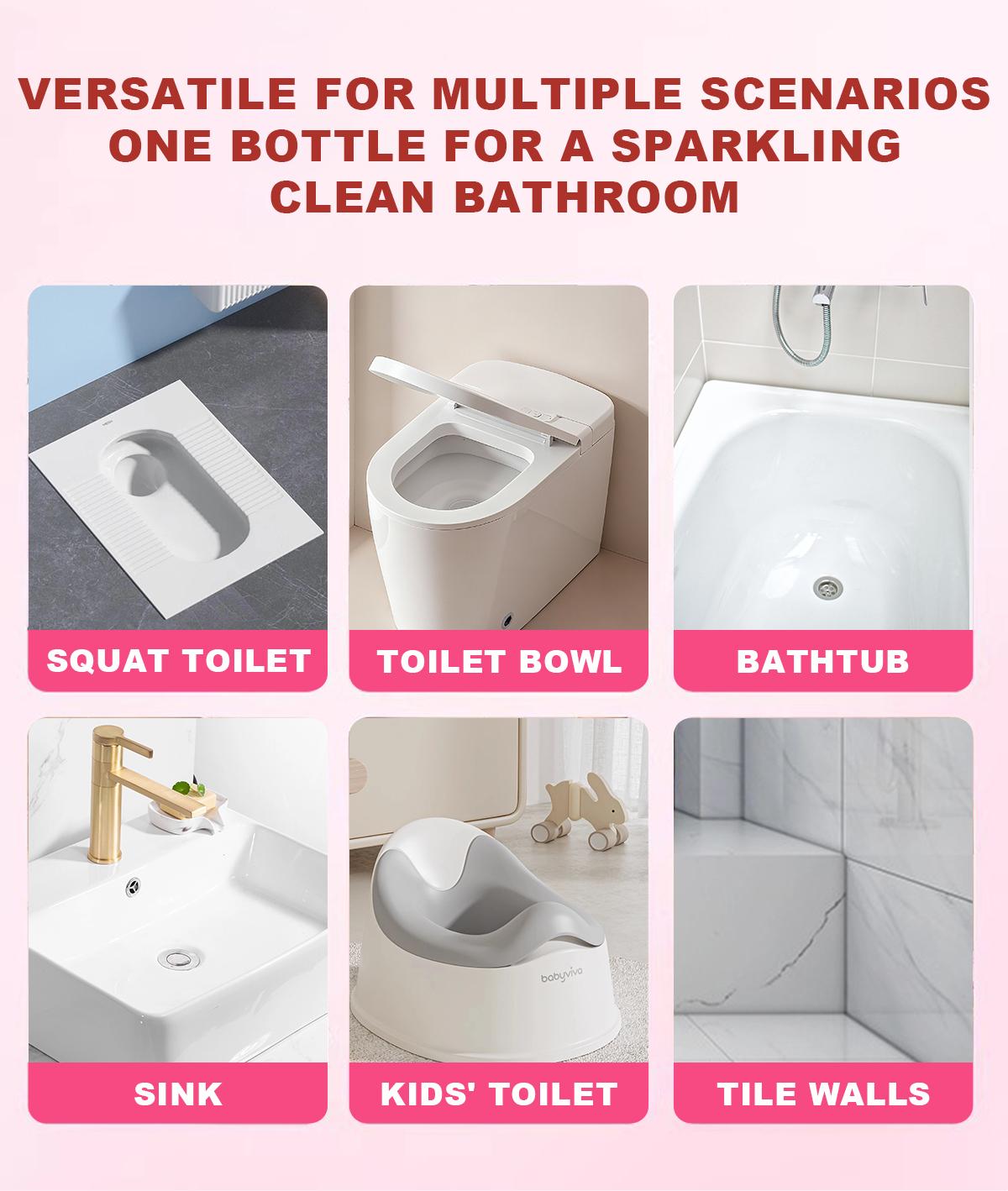 [mothersdaygift]  Bathroom Cleaning Foam Spray (10.58 oz) — Long-Lasting Rose Scent; Removes Hard Water Stains, Toilet Grime, and Soap Scum from Various Surfaces