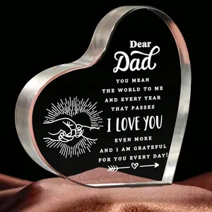 Heart Shaped Love Mom Acrylic Block keepsake Flower & Letter Pattern Decorative Ornament, Inspirational Creative Ornament, Christmas Gifts for Mom,UU