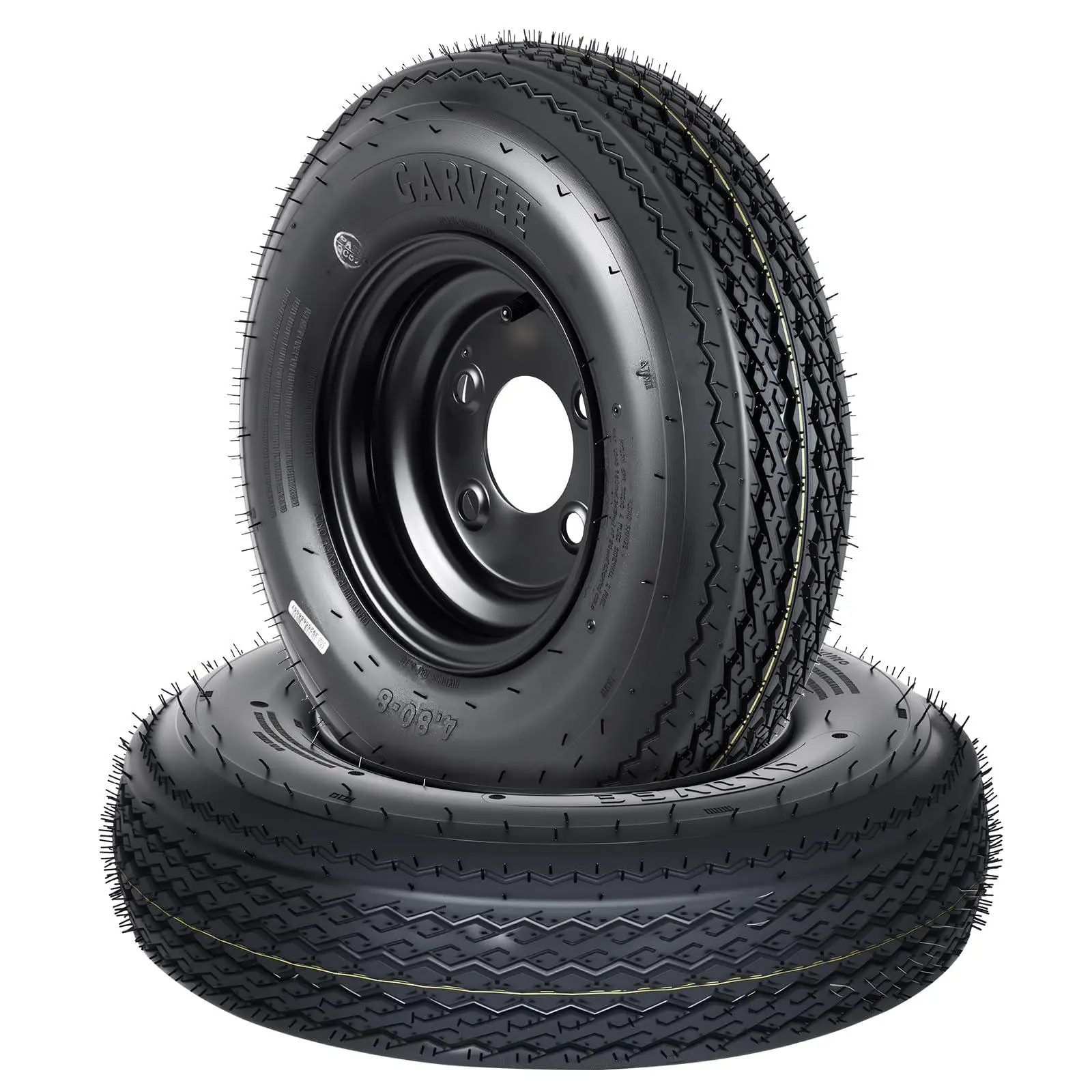 GARVEE 2-Pack 4.80-8 4.80x8 480-8 Trailer Tires with 8" Rims, 4 Lug on 4" Bolt Pattern 6PR Load Range C, Heavy Duty 4.80x8 480-8 Tires for Utility, Boat, Camper, Cargo Trailers