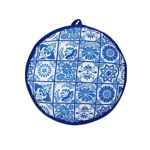 Ethnic Mandala Pattern Insulated Lunch Bag, 30cm Round Thick Cotton Food Grade Corn Tortilla Wrap, 1pc Heat Resistant Thermal Pouch, Floral Pattern