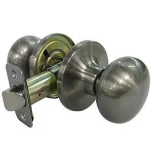 212 MAIN Taiwan Fu Hsing Industrial 221789 Tru-Guard Mushroom Passage Knob Set - Satin Nickel Metallic Finish, Adjustable Latch, Door Lock, Door Hardware