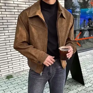 Chinese Vintage Trendy Short Lapel Jacket, Spring Autumn Zip-Up Stylish Niche American Style Casual Coat