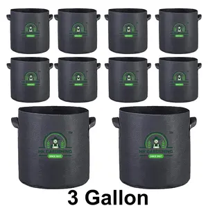 Plant Grow Bags 3 Gallon/ 20pcs Round Fabric Pot Aeration Black - Ideal for Home and Garden -HK Gardening