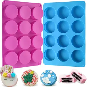 2 PCS Round Chocolate Cookie Molds, Cylinder Silicone Mold, Perfect for Chocolate Covered Oreos, Cake, Candy, Pudding, Mini Soap