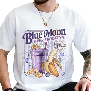 [Sale up to 40%] Parody Blue Moon Over Brooklyn T-Shirt - Extra Banana Smoothie Graphic Tee, Heated Rivalry Fan Merch, Shane and Ilya Hockey Romance Shirt, Ironic Brooklyn Sports Bar Apparel