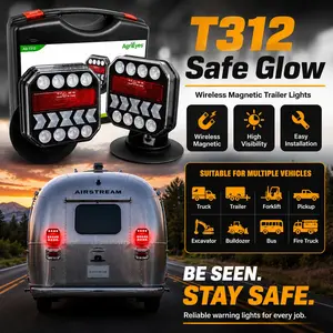 AgriEyes T312 Halo Wireless Trailer Lights Kit – Magnetic Rechargeable LED Tow Lights, 2.4GHz Stable Signal, Ultra-Bright LEDs, USB-C Fast Charge, Up to 9H Runtime, IP67 Waterproof, Portable for Trucks, Trailers & RVs, 1-Year Warranty