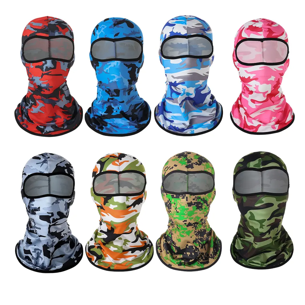 8-Piece Polyester Synthetic UV-Protection Balaclava Headwear Set Pack, Full-Face Cover Cycling Gear for Adult Outdoor Sport Use