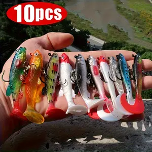 10pcs Colorful Realistic Fish Fishing Soft Lures, Fishing Lure Set, Topwater Fishing Lure, Artificial Bait for Angling, Durable and Lifelike Design, Ideal for Bass and Trout