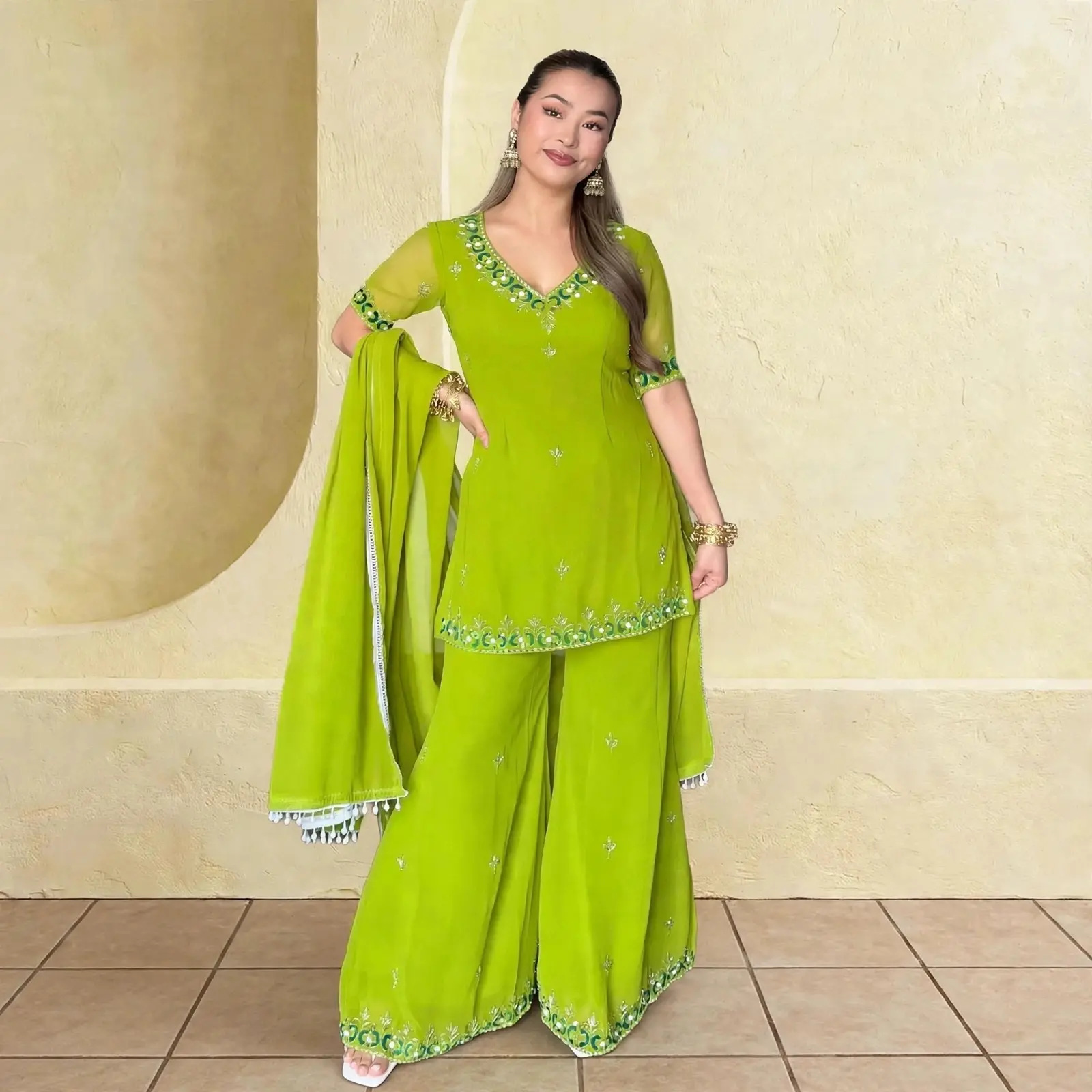 90's-inspired short kurti palazzo set
