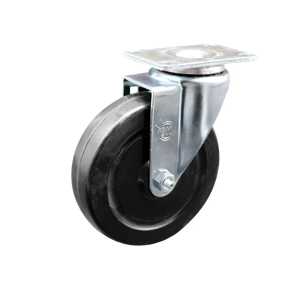 Service Caster SCC-20S514-HRS Hard Rubber Swivel Caster with 5" Wheel, Ball Bearings, Bolt Hole, Chemical Resistance, Impact Resistance, 300 lbs Higher Load Capacity for Carts, Shop Projects, Material Handling Equipment, 5" Wheel Size