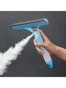 3-In-1 Window Cleaning Kit - Heavy Duty Glass Scraper With Squeegee, Scrubber Pad & Water Sprayer, Short Handle Professional Tool For Streak-Free Shine On Windows, Shower Doors & Tiles