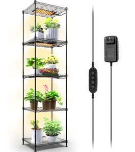 Barrina Plant Shelf with Grow Light, 5-Tier Plant Stand with 40W Ultra-Thin Grow Light Panel, Timer Switch, 15.7x11.8x59.1IN