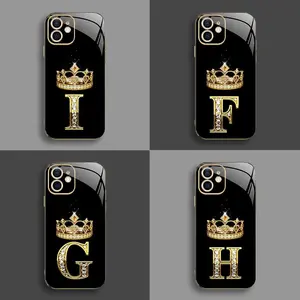 Suitable for [iPhone 12] New high-end crown electroplated gold edge mobile phone case new business simple explosion-proof mobile phone case affordable anti-fall anti-fingerprint-888