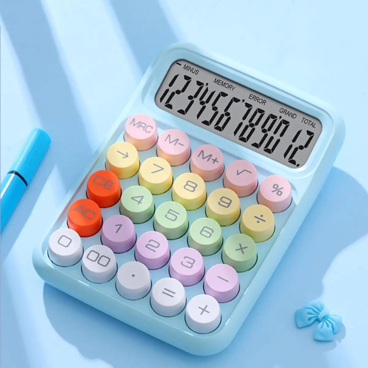 2024outdoor New Colorful Calculator, 12-digit Mechanical Calculator, Accounting Supplies Stationery for Office Students, Fall Gift (Battery Required,