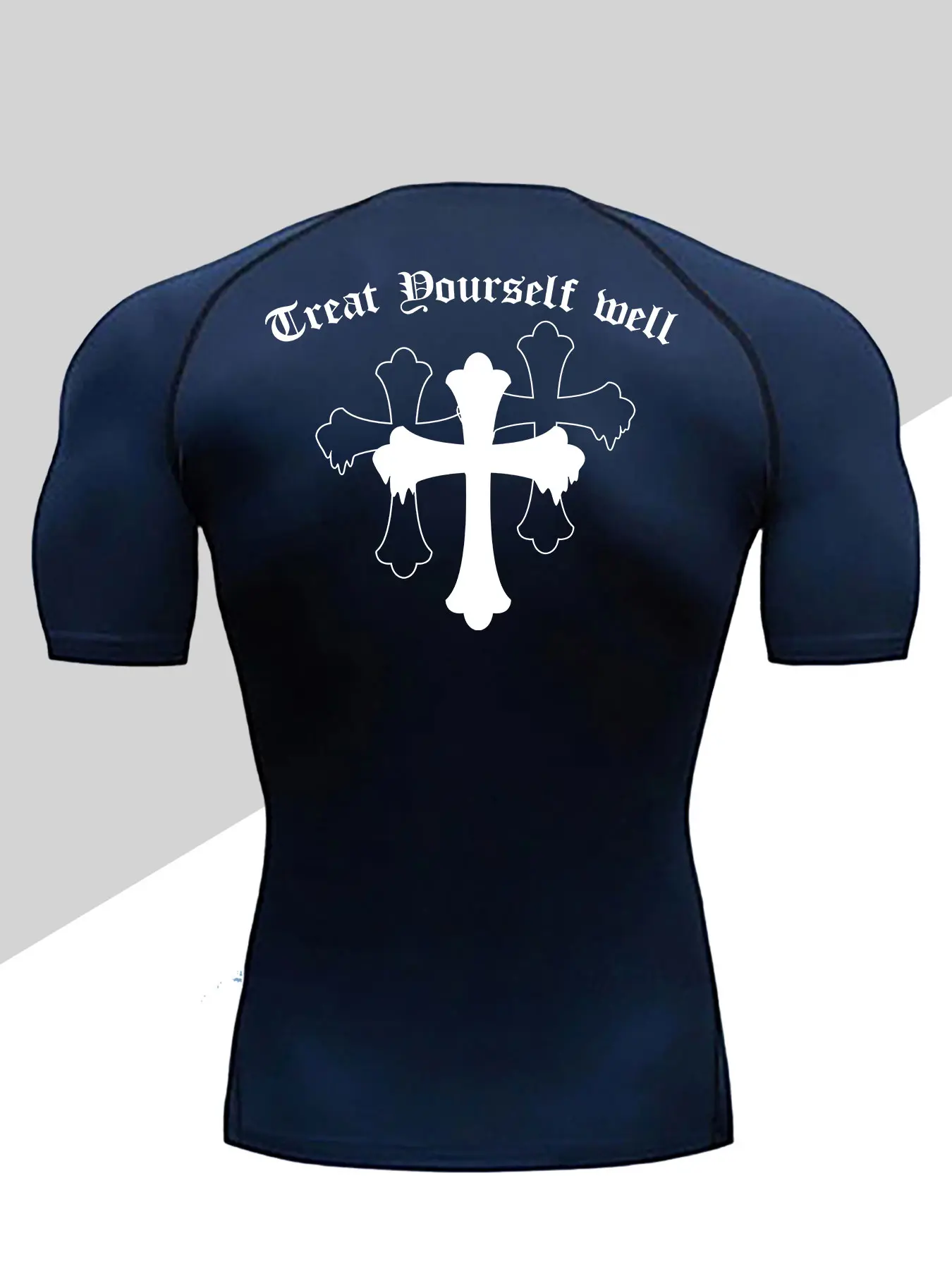 Men's Dragon Print Compression T-Shirt, Quick-Dry Breathable Stretch Fabric, Tight-Fitting Short Sleeve Top for Fitness and Outdoor Activities