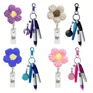 Nurse Pen Set Includes Permanent Marker Retractable Ballpoint Pen Keychain Clip Badge Reel Student Medical ID Holder (blue ), Accessories