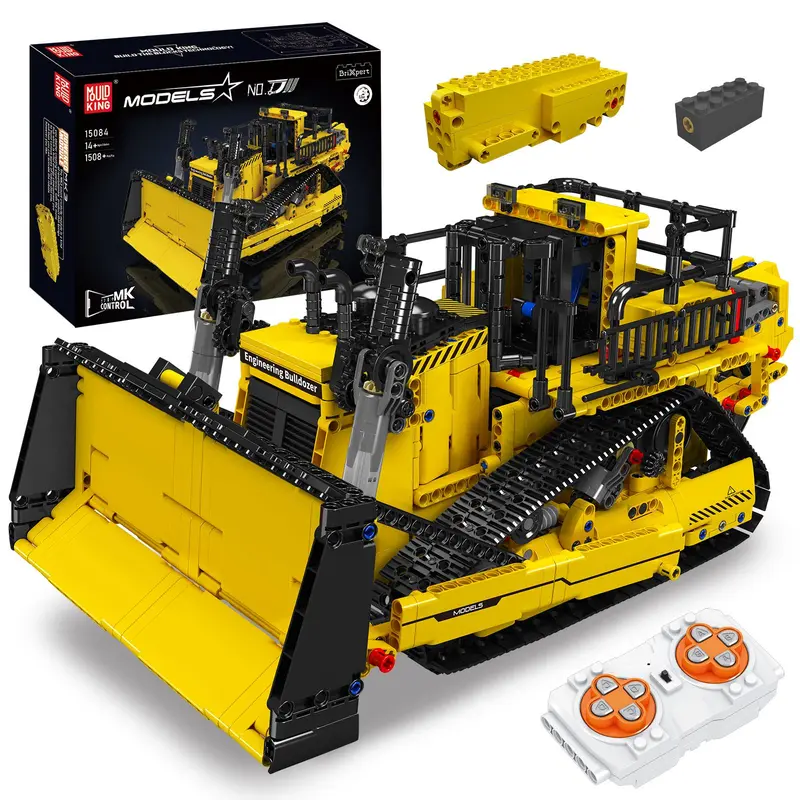 Mould King 15084 Bulldozer Engineering Truck Vehicle Building Block with Motor Remote Control Adults Kid Toy 1508 Pcs Construction Play
