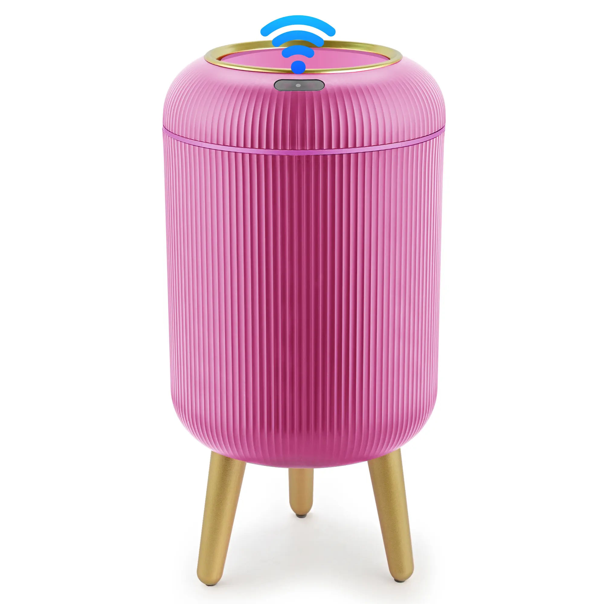 Pukomc Smart Sensor Waterproof Plastic Trash Can - Flip Top, Cute Nordic Modern Style, Durable ABS-PVC for Daily Use, 2.6 Gal Space-Saving Organiser, White Automatic Dispenser for Kitchen/Bath Home Essentials