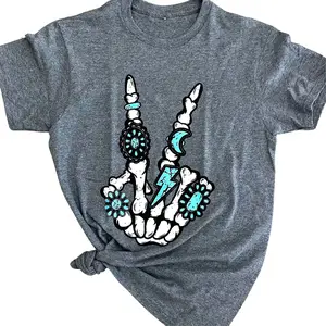 Skeleton Rings Peace Sign Graphic Tee