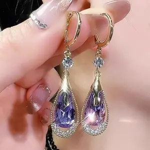 Water Drop Tassel Earrings, Shiny Decorative Hoop Earrings, Perfect Gift for Women, Daily Wear, Parties, Festivals, Exquisite Jewelry Gift