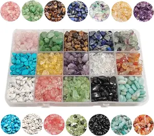 1888 Pcs Natural Chip Stone Beads About 500g Irregular Gemstones Healing Crystal Loose Rocks Bead Hole Drilled DIY for Bracelet Jewelry Making