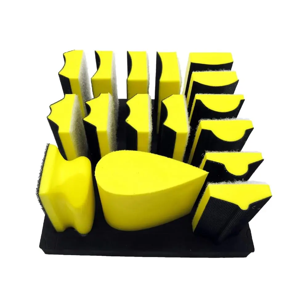 16-Piece High-Quality Self-Adhesive Hook-and-Loop Manual Sanding Block Set with Self-Adhesive-Backed Sandpaper Roll, Interchangeable Different Shapes and Sizes Abrasive Tool for Grinding Metal/Wood, Efficient Labor Saving Polishing Finishing Tool