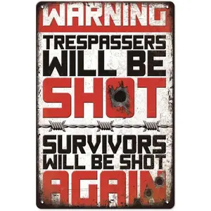 【20*30cm/8*12inch】Notice Trespassers Will be Shot Sign 12 x 8,Private Property Signs,Warning Sign,Security Signs for Home or Business,Indoor or Outdoor Signs,No Trespassing Signs Private Property