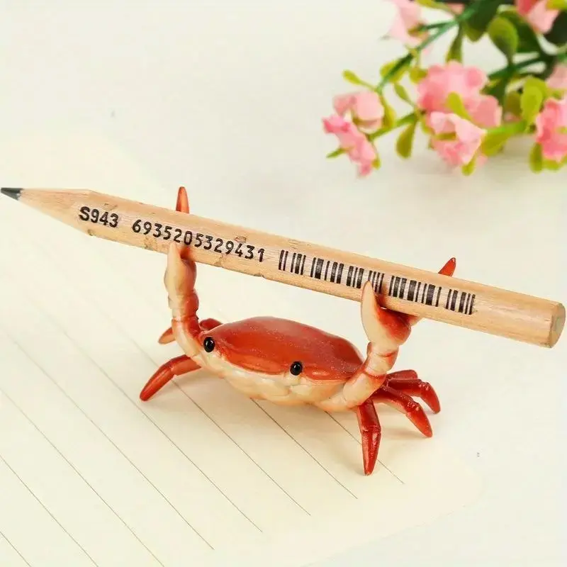 BMTWE 1 PCS Weightlifting Crabs Pen Holder Realistic Crab Shaped Pen Stand Crab Statu Creative Decorative Desk Ornament Office Stationery Supplies for Office Home Desk School