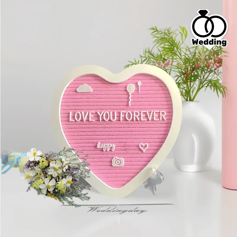 Heart-shaped felt letter board Signs, Heart Plaque - for parties, wedding announcements and home decoration, Artistic Home Decor, Aesthetic Room Decoration, decorative products, Decoration Items