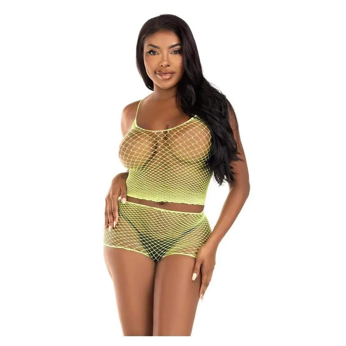 Leg Avenue Twist Net Tank Top and Boy Shorts