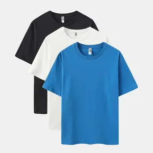 Menswear Stylish 3-Pack Men's Plain Short-Sleeve Round Neck T-Shirt Set (Black/White/Turquoise)