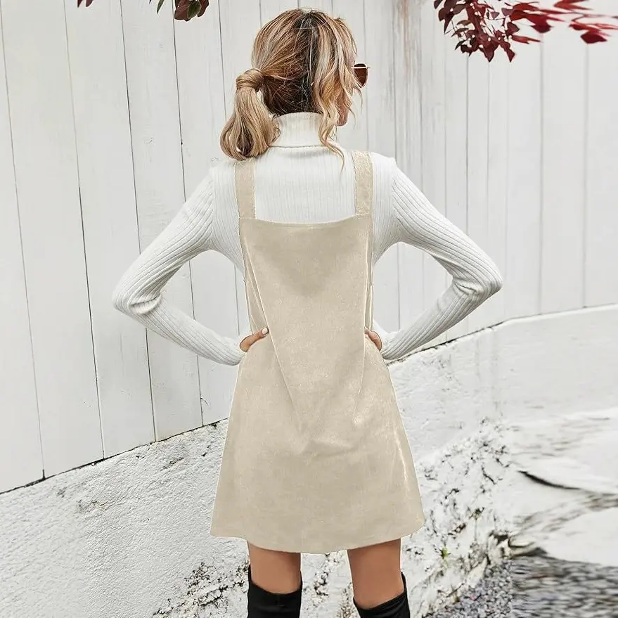 Solid Color Corduroy Vest Dress - Women's Corduroy Strap Dress, Sexy Commuting Style, New Autumn/Winter Product