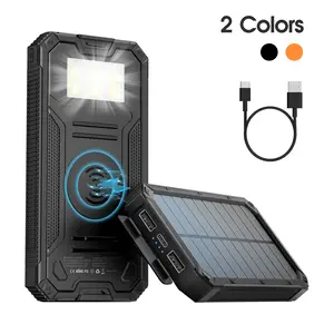 citicr Solar Charger Power Bank 20000mAh, Portable Wireless Charger, External Battery Pack with USB C for Cell Phones, Waterproof, with hiking buckle，Solar Panel Charger with Dual Flashlight for Camping