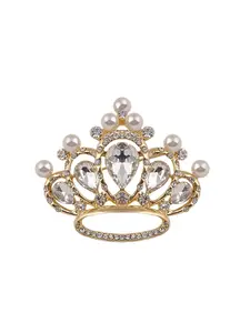 Ladies Crown Brooch Crystal Glass Engagement Wedding Brooch