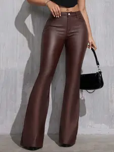 Women's Flare Leg Pants, Elegant Chic Fitted Flared Solid Color Bell Bottom Trousers for Daily Wear, Ladies Bottoms for All Seasons