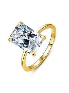 1 PC Rectangular 1-carat Zircon Ring for Women, Radiant Rectangle Rings, Fashion Jewelry for Festival Party Daily Clothing Decor Wedding Engagement Promise Ring Ladies Anniversary Valentine's Gift for Girlfriend