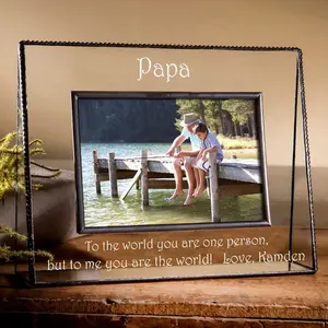 Grandpa Frame Papa Gift Custom Picture Frame Multiple Sizes Clear Glass Photo Frame for Grandfather Dad Father's Day Pic 319 EP601 Series
