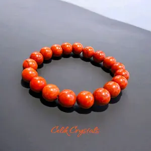 Celk Crystals Red Jasper Bracelet 10mm Natural Stones Stretch Crystals Unisex Stretchable Design for Men and Women Powerful Properties Emotional Balance Stylish Accessory