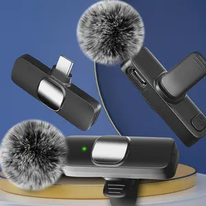 Wireless Lavalier Microphone, USB Rechargeable Wireless Microphone with Charging Case, Clip-on Lapel Microphone for Video Recording Vlogging, Audio