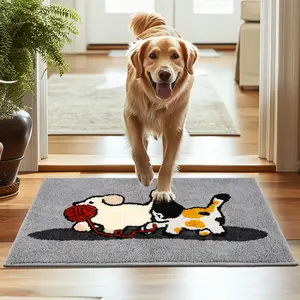 Dono Pet Floor Mats - Super Absorbent Microfiber Dog Door Mats for Dog Paw Stain Prevention,Non-Slip Washable Pet Rugs, Quick Drying Entrance Rugs, Machine Washable, entrance, Grey and Beige,31.5"x19.7" and 35.4"x23.6" outdoor indoor