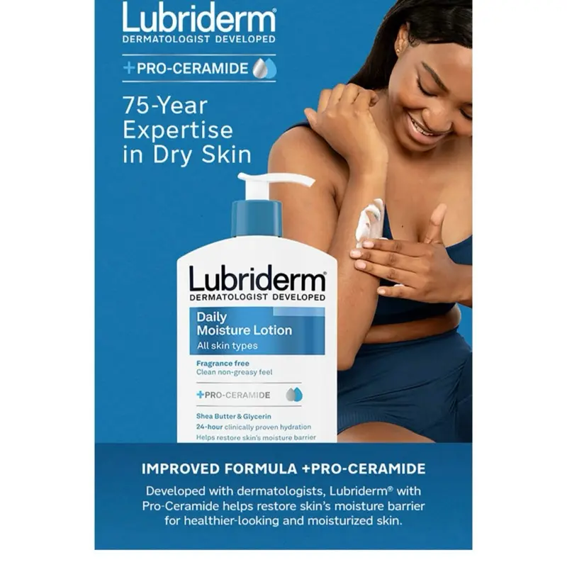 Lubriderm Daily Moisture Body Lotion 24 fl. Oz. 2pk. with Pro-Ceramide for Skin Care