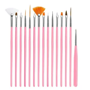 Comfortable Gel Nail Designs 15Pcs Brush Set With Precise Dotting Tools