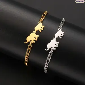 Stainless Steel Elephant Charm Bracelet for Women, Animal Pendant Couple Matching Bracelet Set, Durable Fashion Jewelry Gift for Birthday, Mother’s Day & Daily Wear